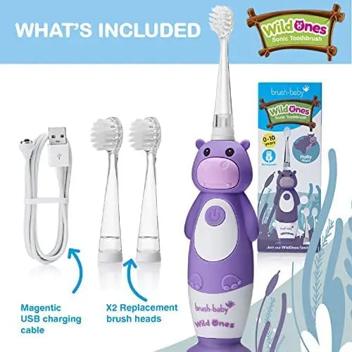 Brush Baby New Wildone Hippo Rechargeable Toothbrush Brush Baby Yallatoys