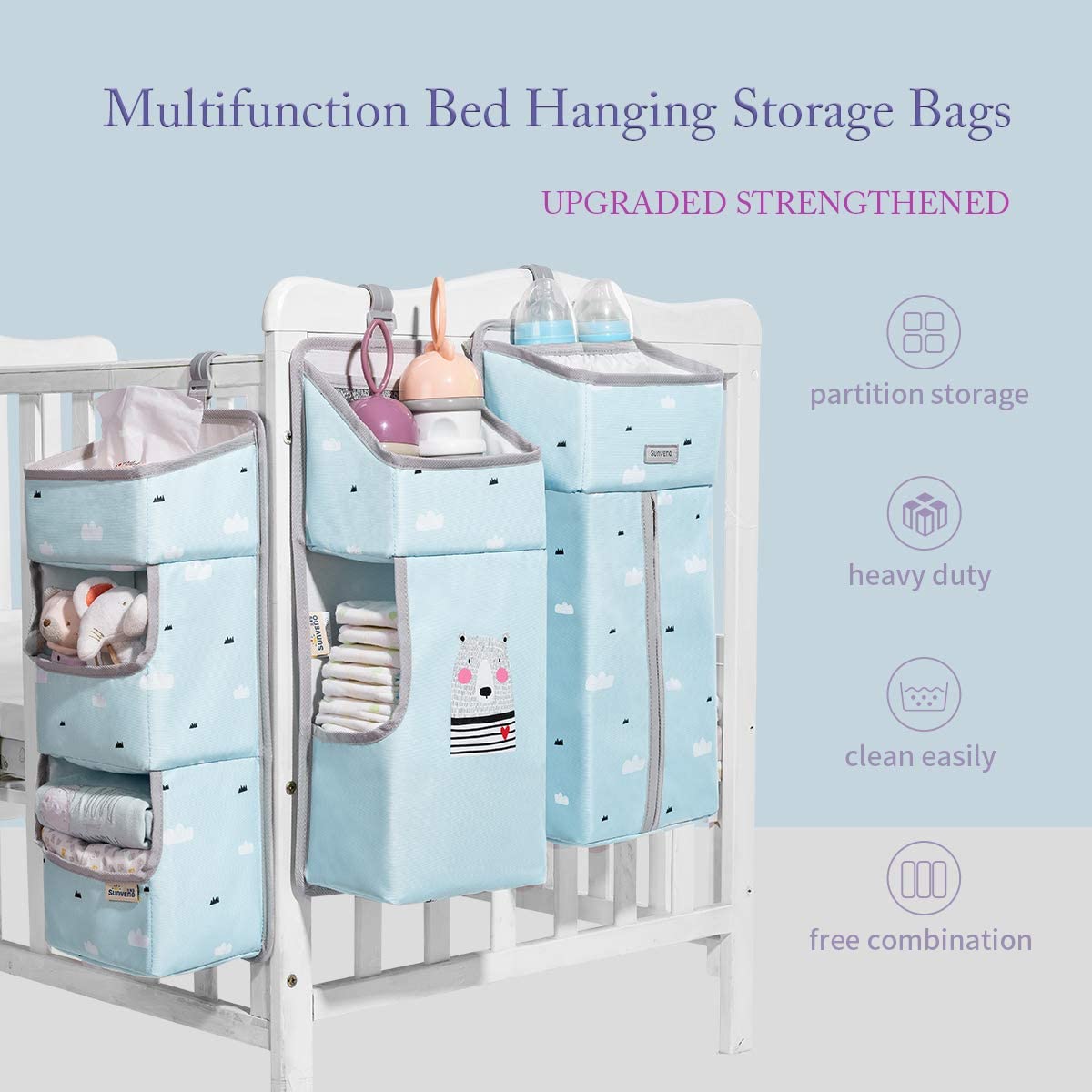Sunveno  Baby Bedside Portable Crib Organizer Blue Sunveno Yallatoys