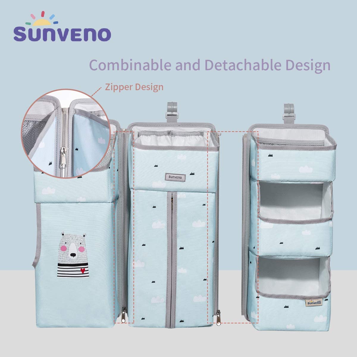 Sunveno  Baby Bedside Portable Crib Organizer Blue Sunveno Yallatoys