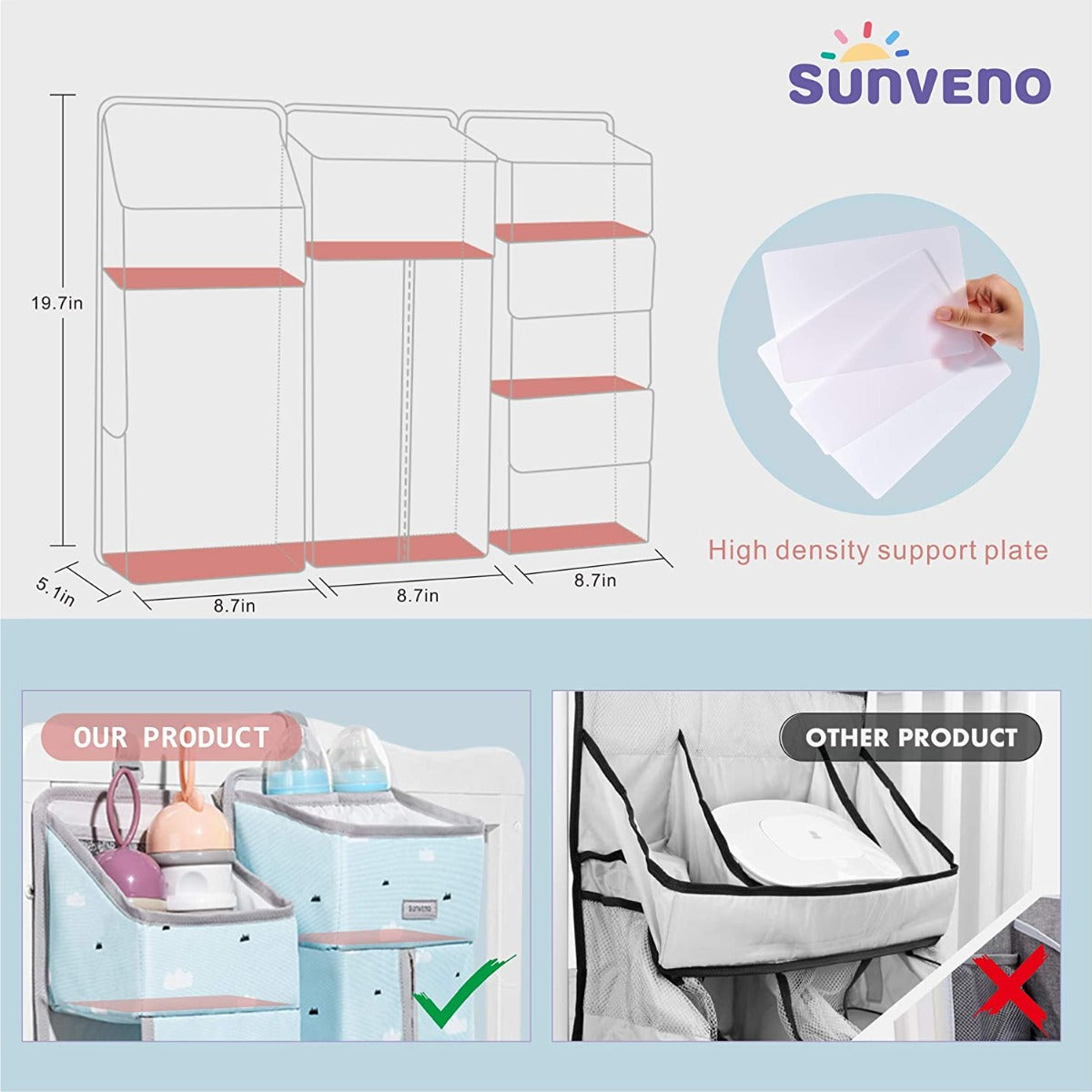 Sunveno  Baby Bedside Portable Crib Organizer Blue Sunveno Yallatoys