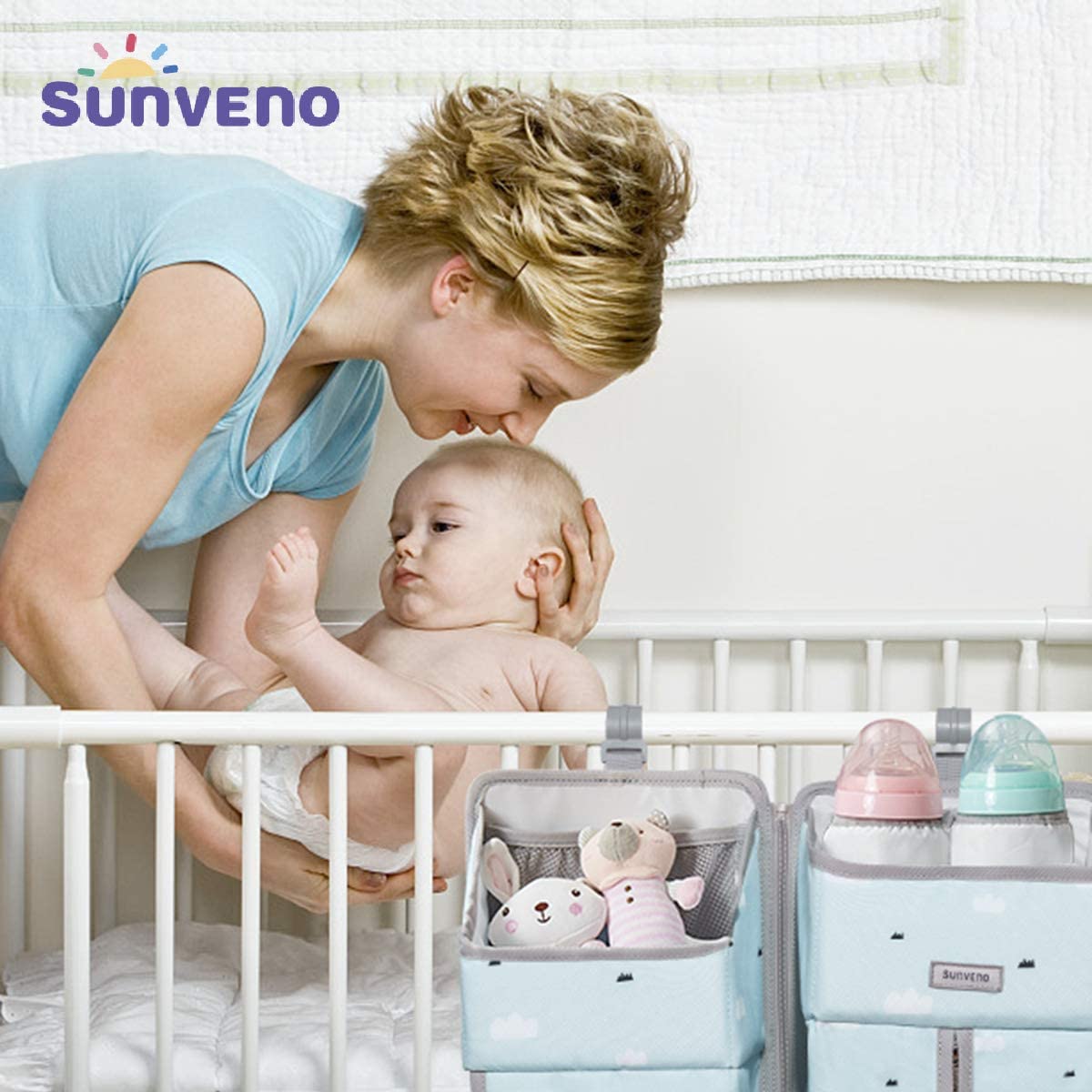 Sunveno  Baby Bedside Portable Crib Organizer Blue Sunveno Yallatoys