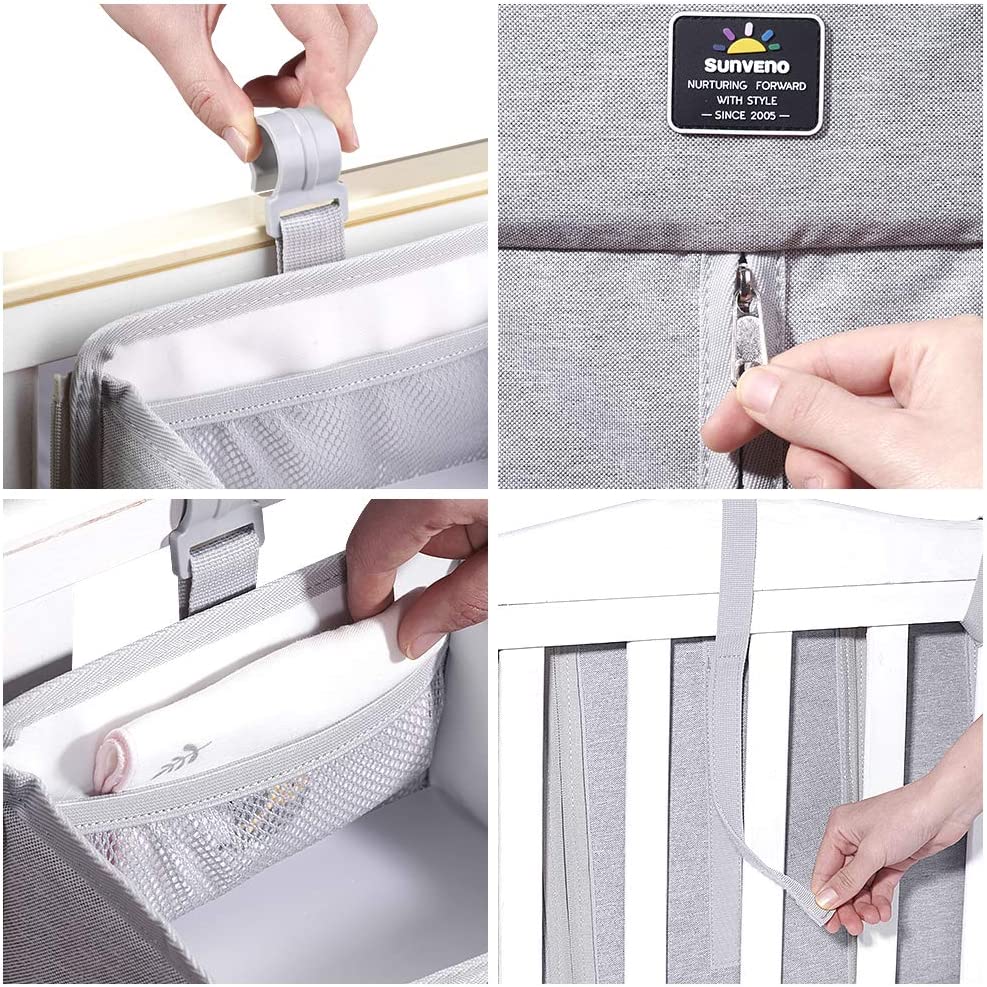 Sunveno  Baby Bedside Portable Crib Organizer Grey Sunveno Yallatoys