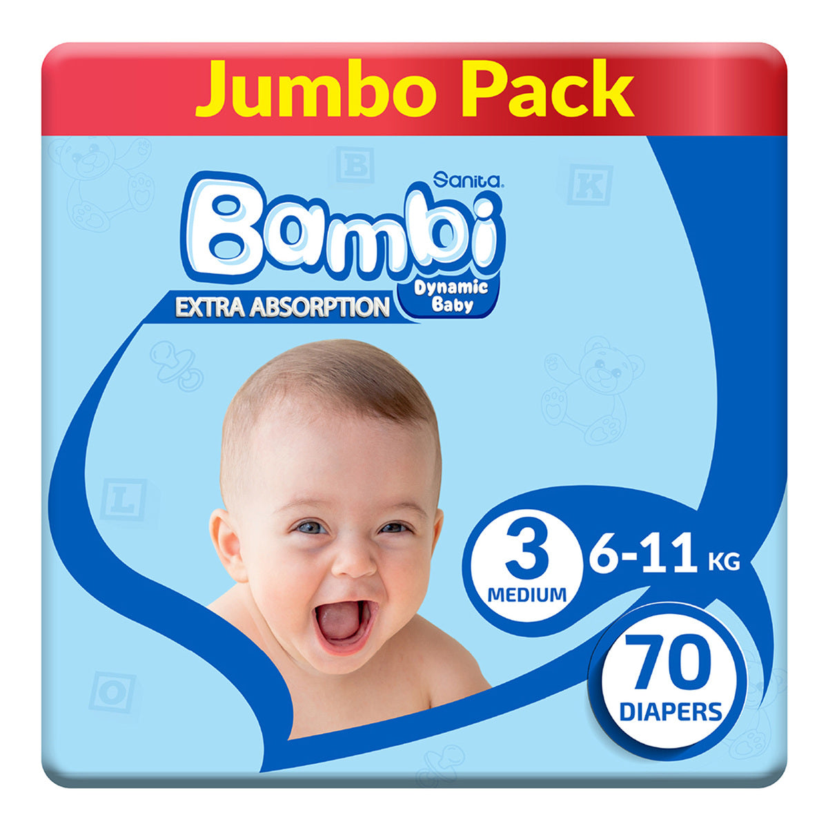 Bambi Sanita Baby Diapers Medium Jumbo Pack 70-pcs Bambi Yallatoys