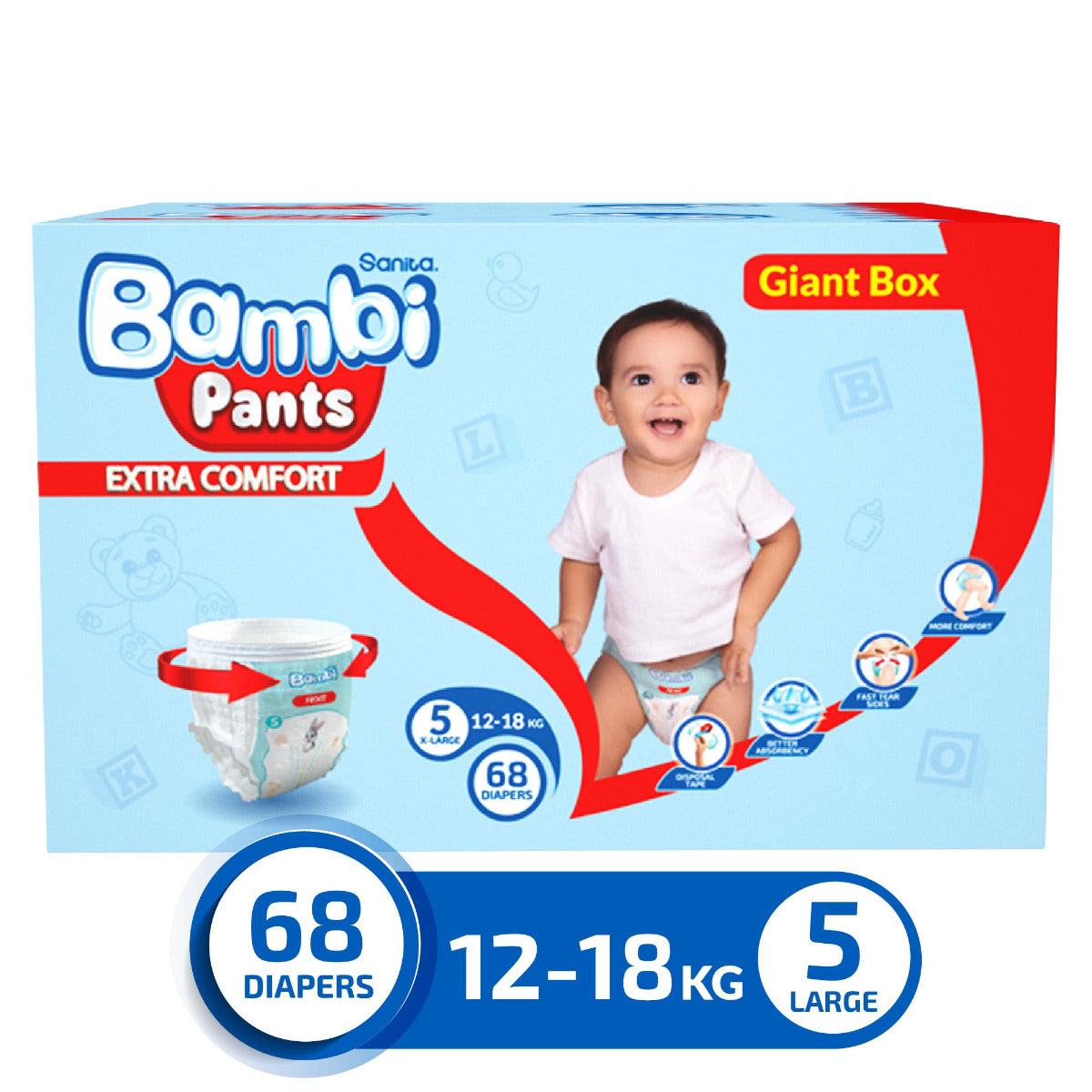 Bambi Sanita Pants Xl Giant Pack Box 68 Diapers Bambi Yallatoys