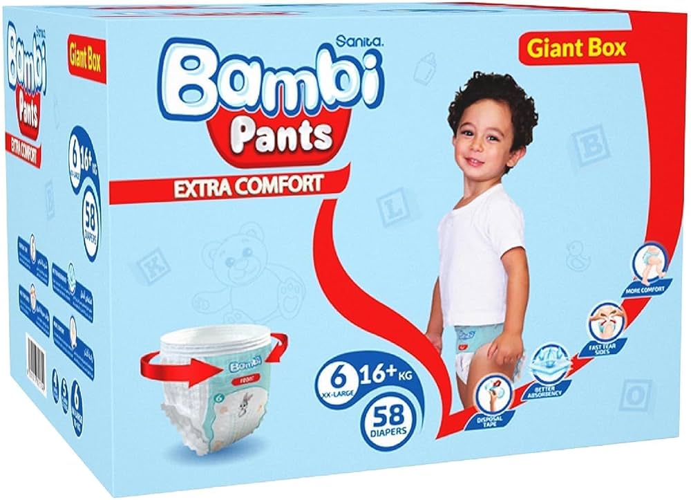 Bambi Sanita Pants Xxl Giant Pack Box 58 Diapers Bambi Yallatoys