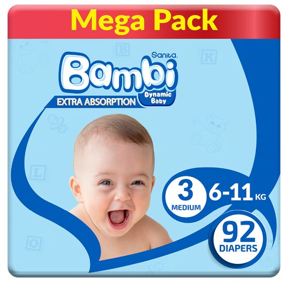 Bambi Sanita Mega Medium 92pcs Bambi Yallatoys