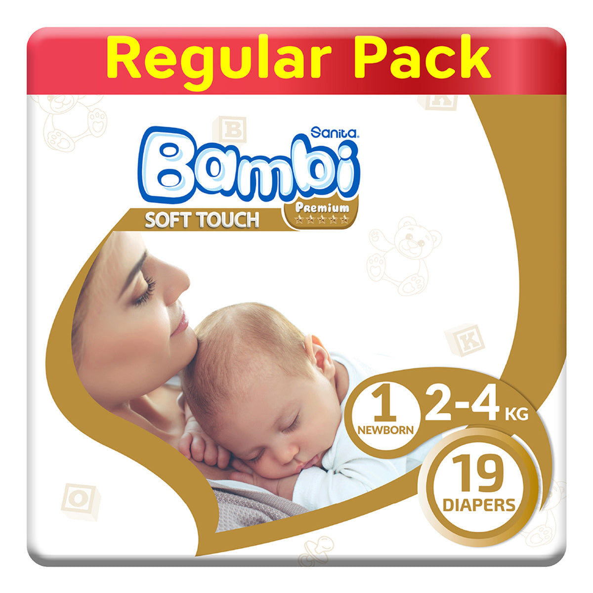 Bambi Sanita Baby Diapers Regular Pack Size 1 New Born 2-4 Kg 19 Count Bambi Yallatoys