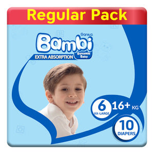 Bambi Sanita Baby Diapers Regular Pack Size 6 Xx-large +16 Kg 10 Count Bambi Yallatoys