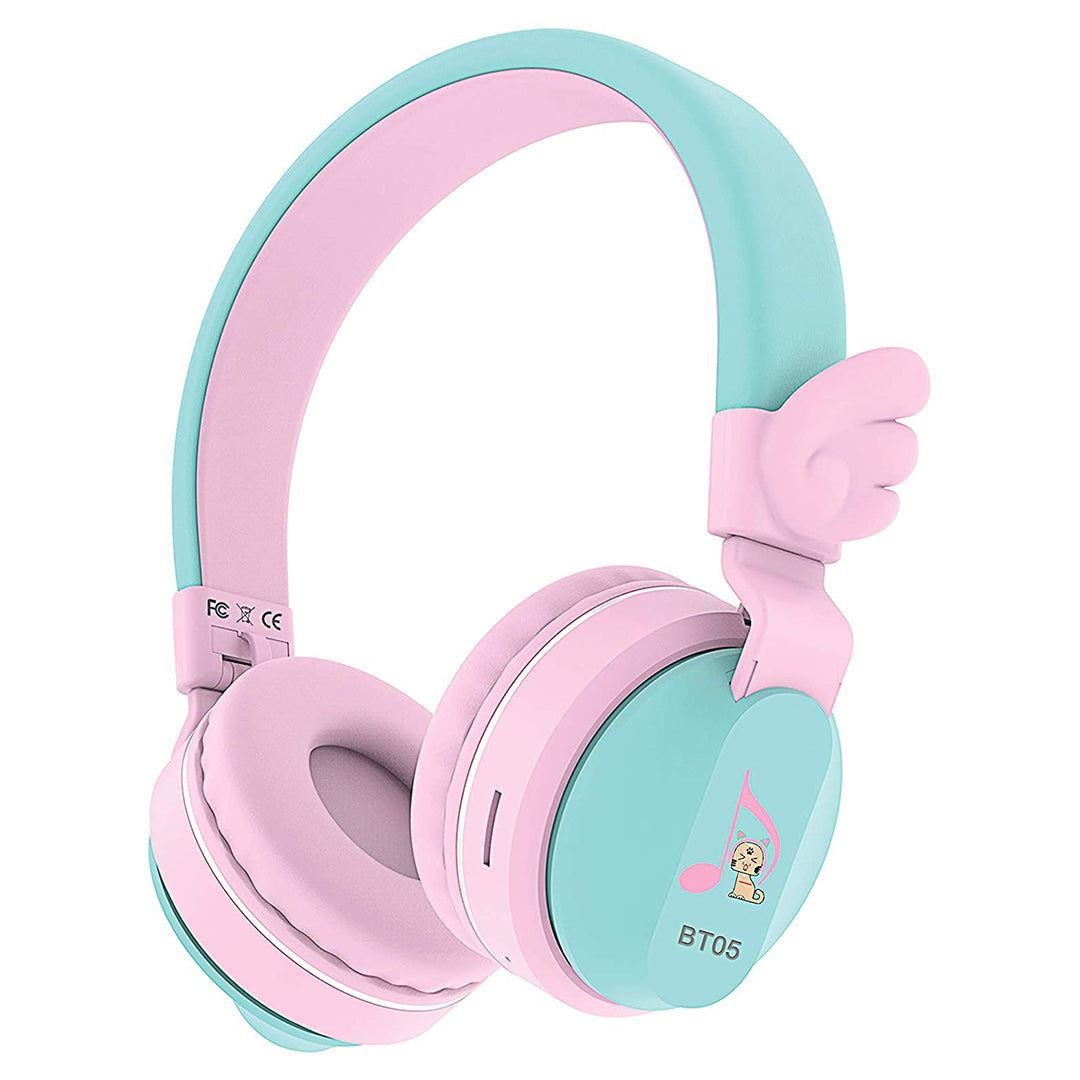 Buy Riwbox Wings Foldable Headphones Wireless Bluetooth Over Ear Pink Green | Yallatoys.com