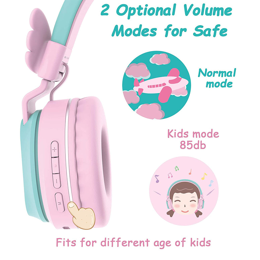 Buy Riwbox Wings Foldable Headphones Wireless Bluetooth Over Ear Pink Green | Yallatoys.com