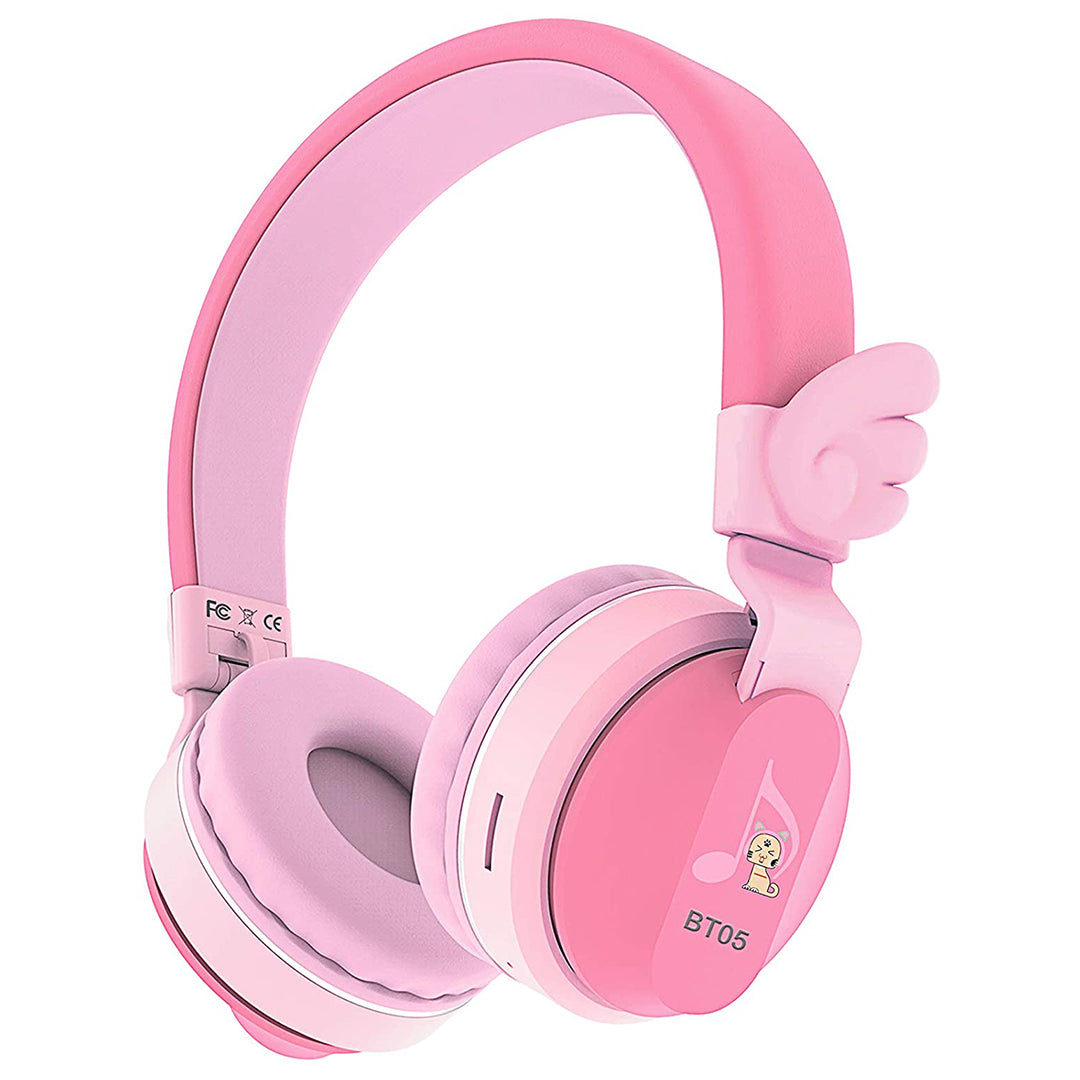 Buy Riwbox Kids Wings Foldable Headphones Wireless Bluetooth Pink Red | Yallatoys.com