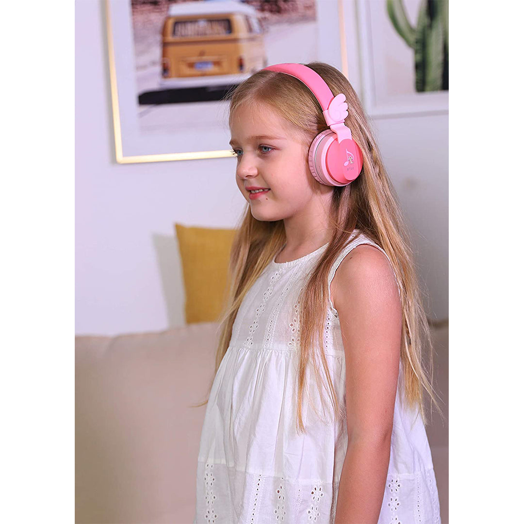 Buy Riwbox Kids Wings Foldable Headphones Wireless Bluetooth Pink Red | Yallatoys.com
