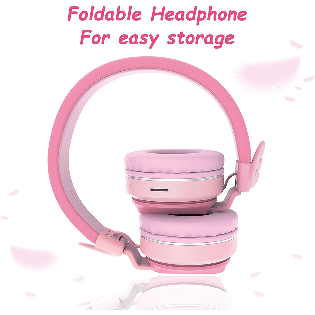 Buy Riwbox Kids Wings Foldable Headphones Wireless Bluetooth Pink Red | Yallatoys.com