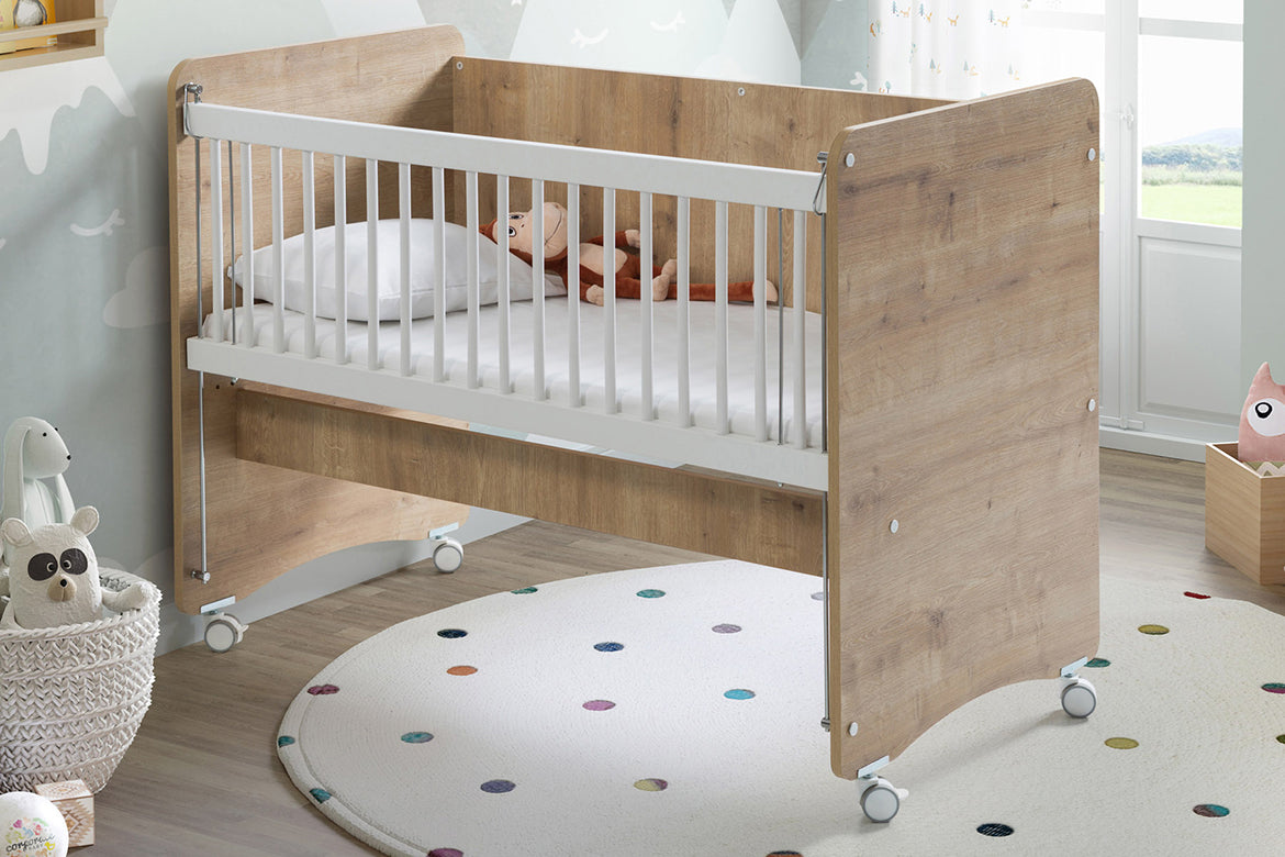 Babywhen Wheeled Practical Mother Side Cradle Wood BabyWhen Yallatoys