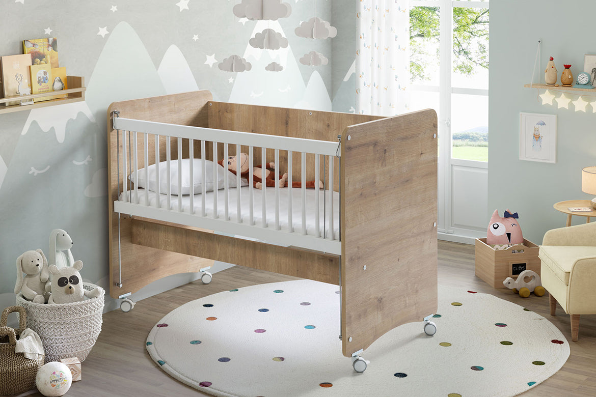 Babywhen Wheeled Practical Mother Side Cradle Wood BabyWhen Yallatoys