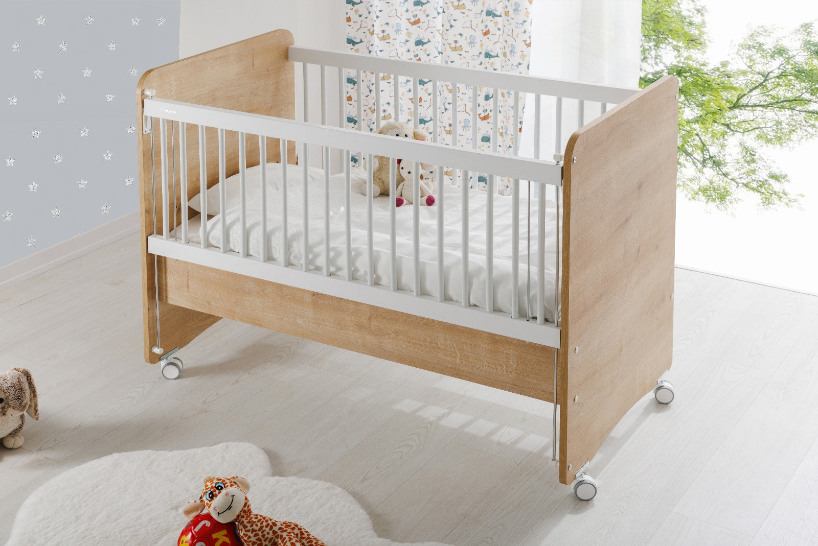 Babywhen Mother Side Crib with wheels wood BabyWhen Yallatoys