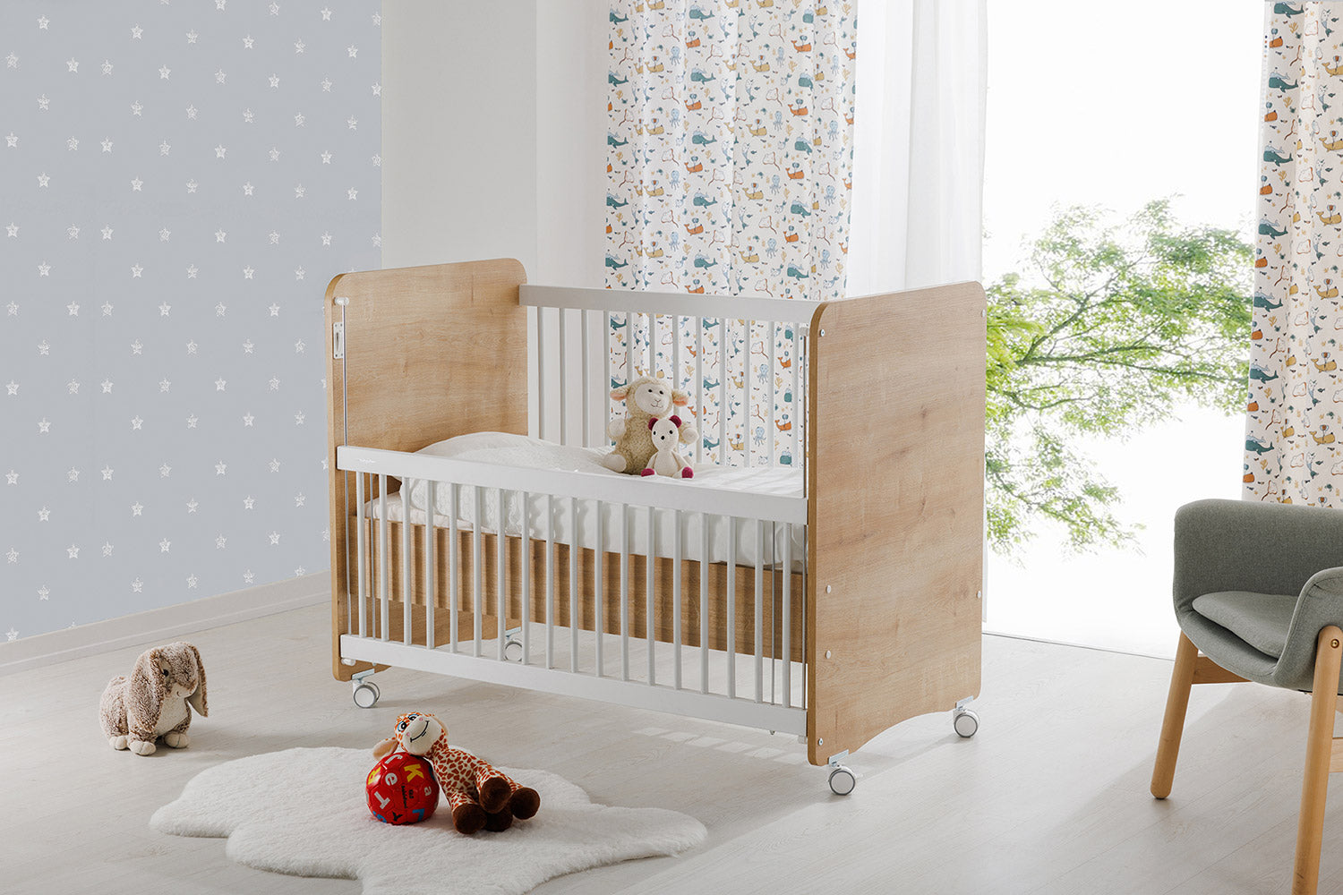 Babywhen Mother Side Crib with wheels wood BabyWhen Yallatoys