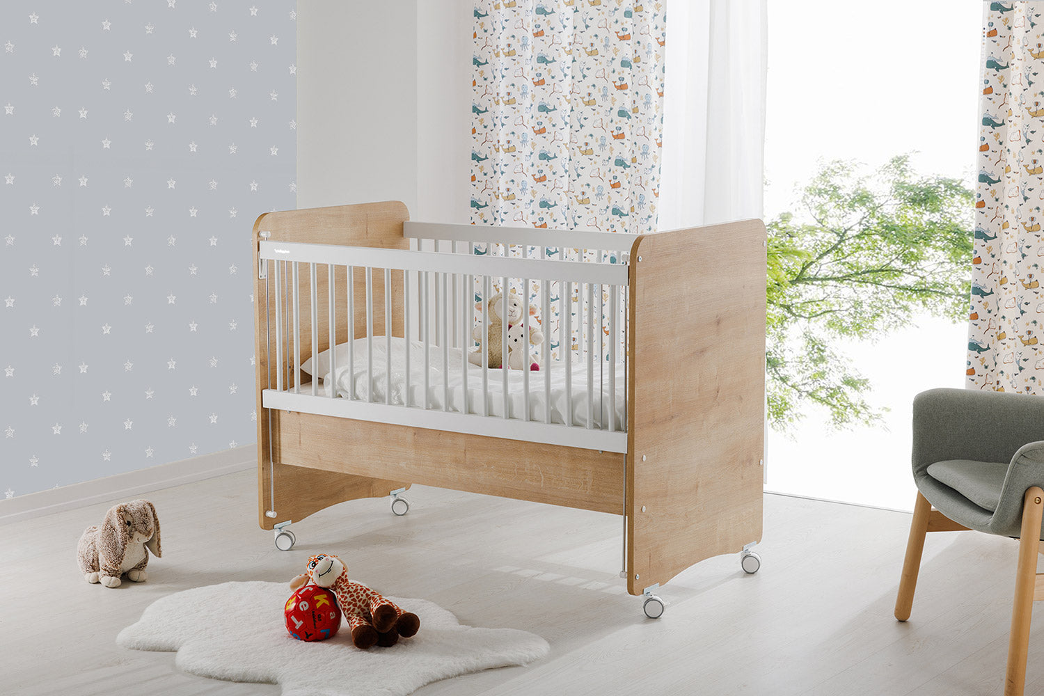 Babywhen Mother Side Crib with wheels wood BabyWhen Yallatoys