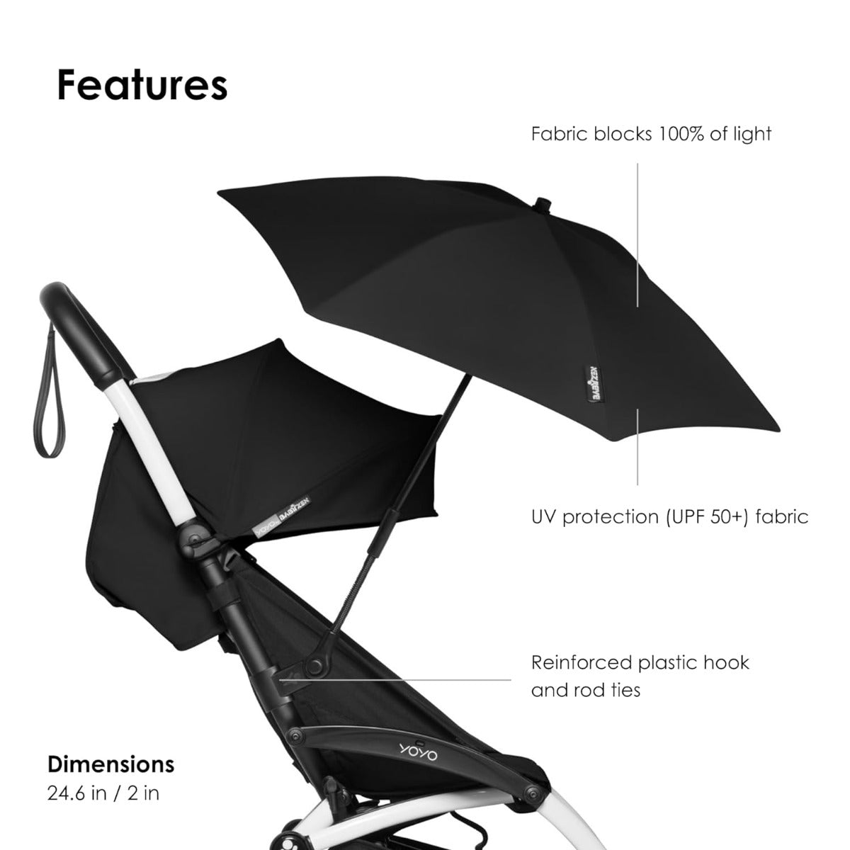 Babyzen YOYO Stroller Parasol Black BABYZEN Yallatoys