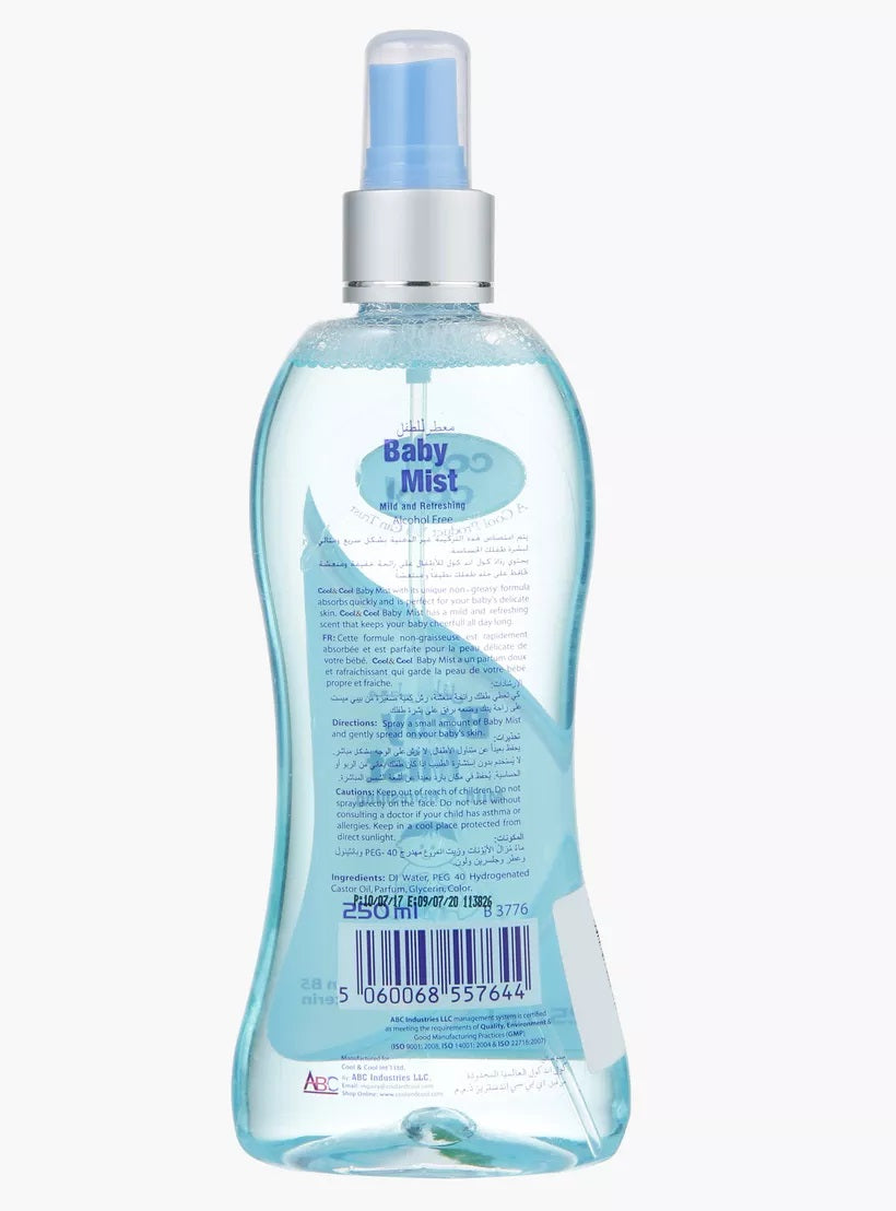 Cool & Cool Baby Mist Blue250Ml Alcohol Free Paraben Free Glycerin Mild And Refreshing Cool & Cool Yallatoys