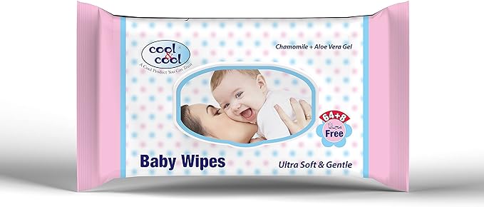Cool & Cool Baby Wipes Ultra Soft 64+8 Pcs Free Cool & Cool Yallatoys