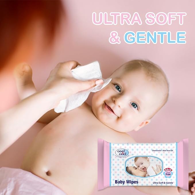 Cool & Cool Baby Wipes Ultra Soft 64+8 Pcs Free Cool & Cool Yallatoys