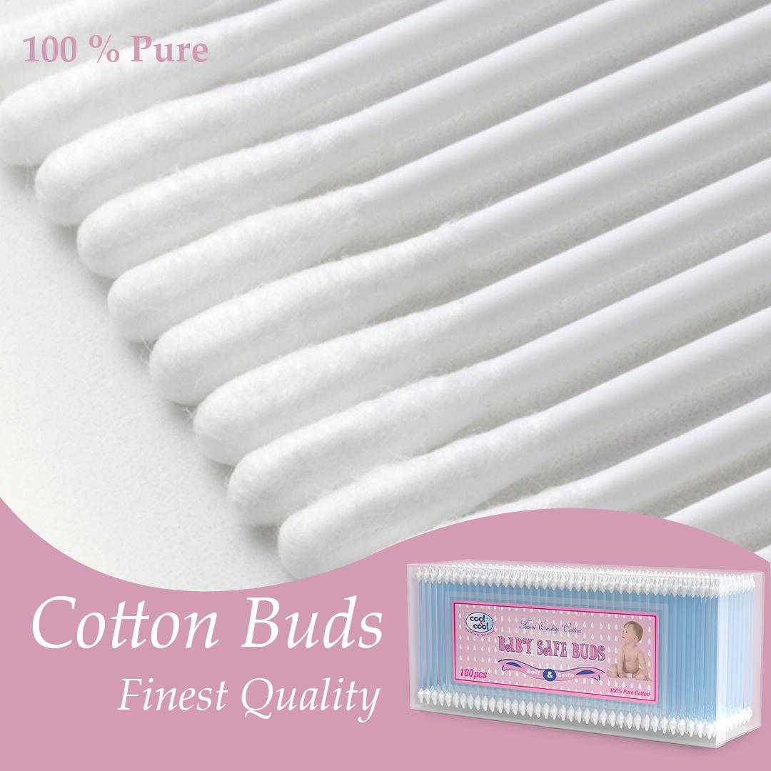 Cool & Cool Baby Cotton Buds 180 Pcs Gentle Cleaning Ear Protection Safe swabs for Delicate baby Ears Cool & Cool Yallatoys