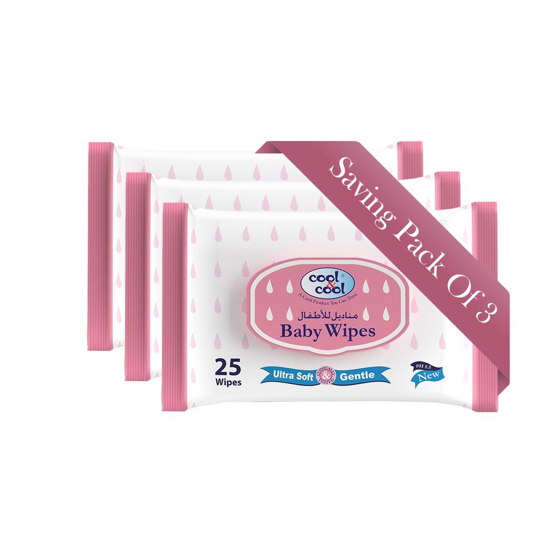 Cool & Cool Baby Wipes 25 Pcs Pack of 3 Cool & Cool Yallatoys