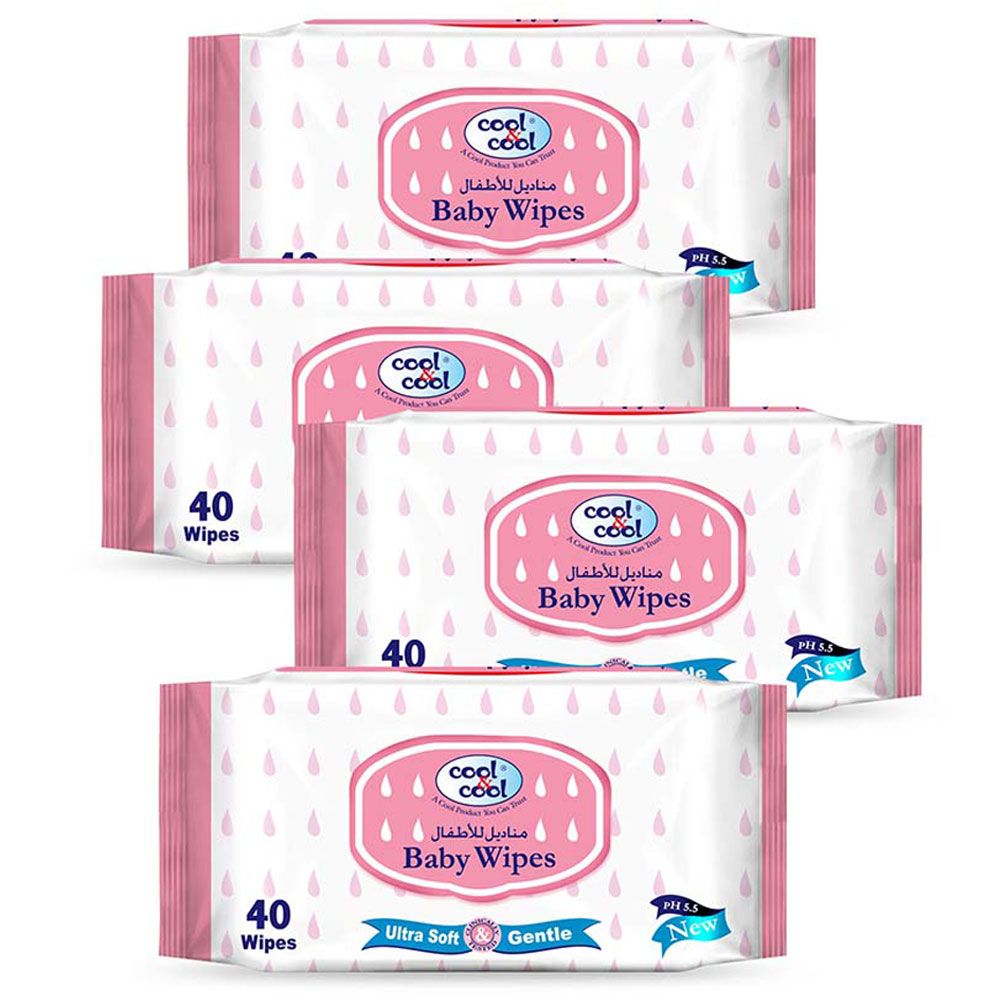 Cool & Cool Baby Wipes 40 Pack 3+1 Free Cool & Cool Yallatoys