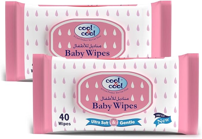 Cool & Cool Baby Wipes 40 Pcs Twin Pack 80 Counts Cool & Cool Yallatoys