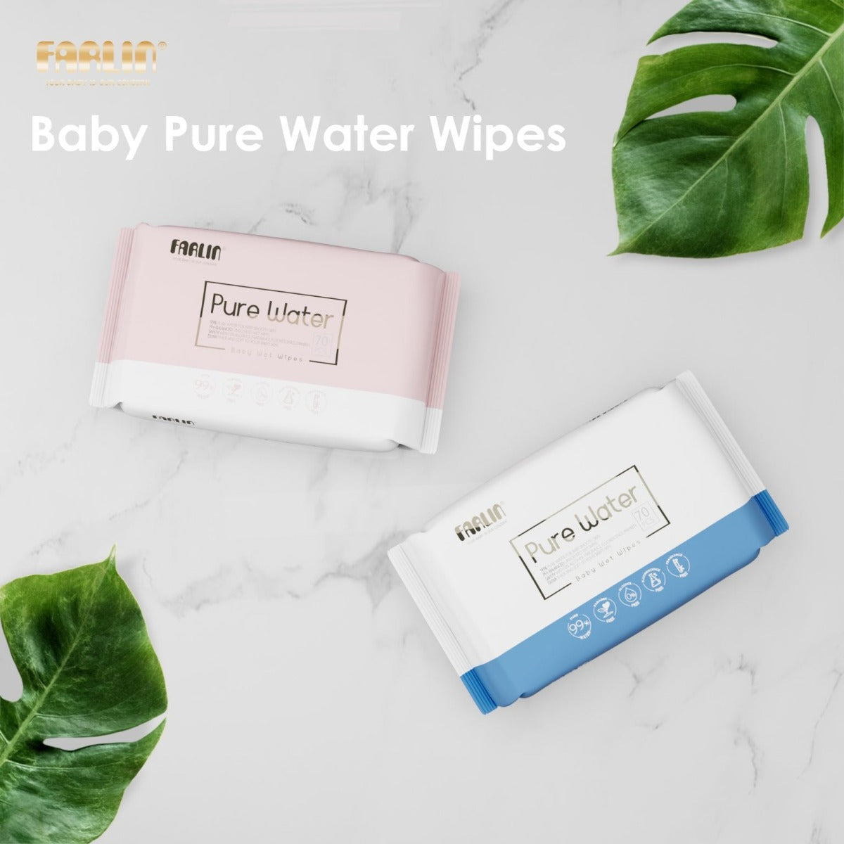 Farlin  Wet Wipes Pure Water  Blue 70 Sheet Farlin Yallatoys