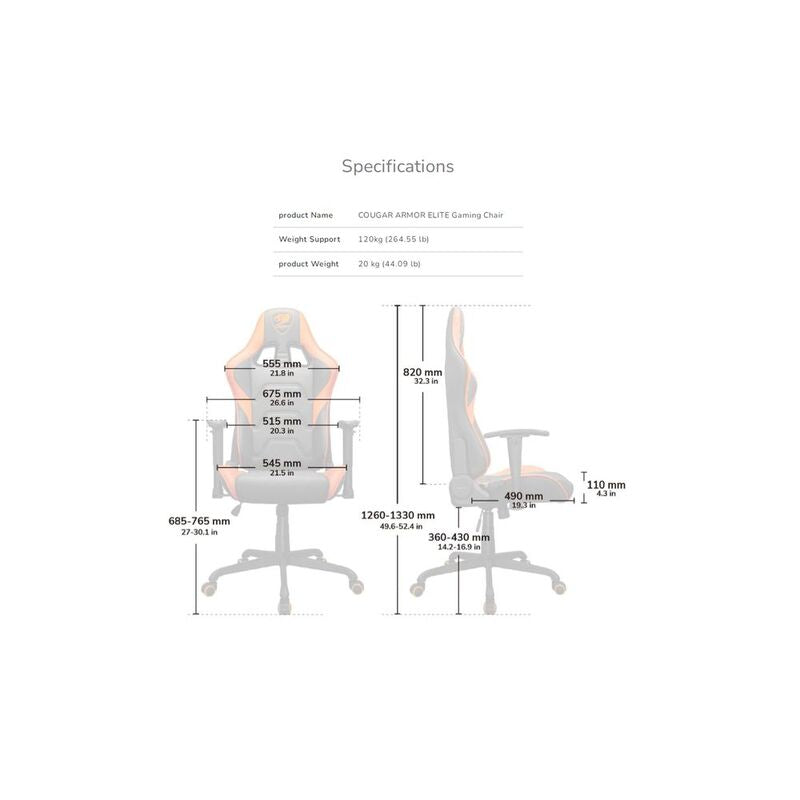 Buy Cougar Armor Elite Gaming Chair White | Yallatoys.com