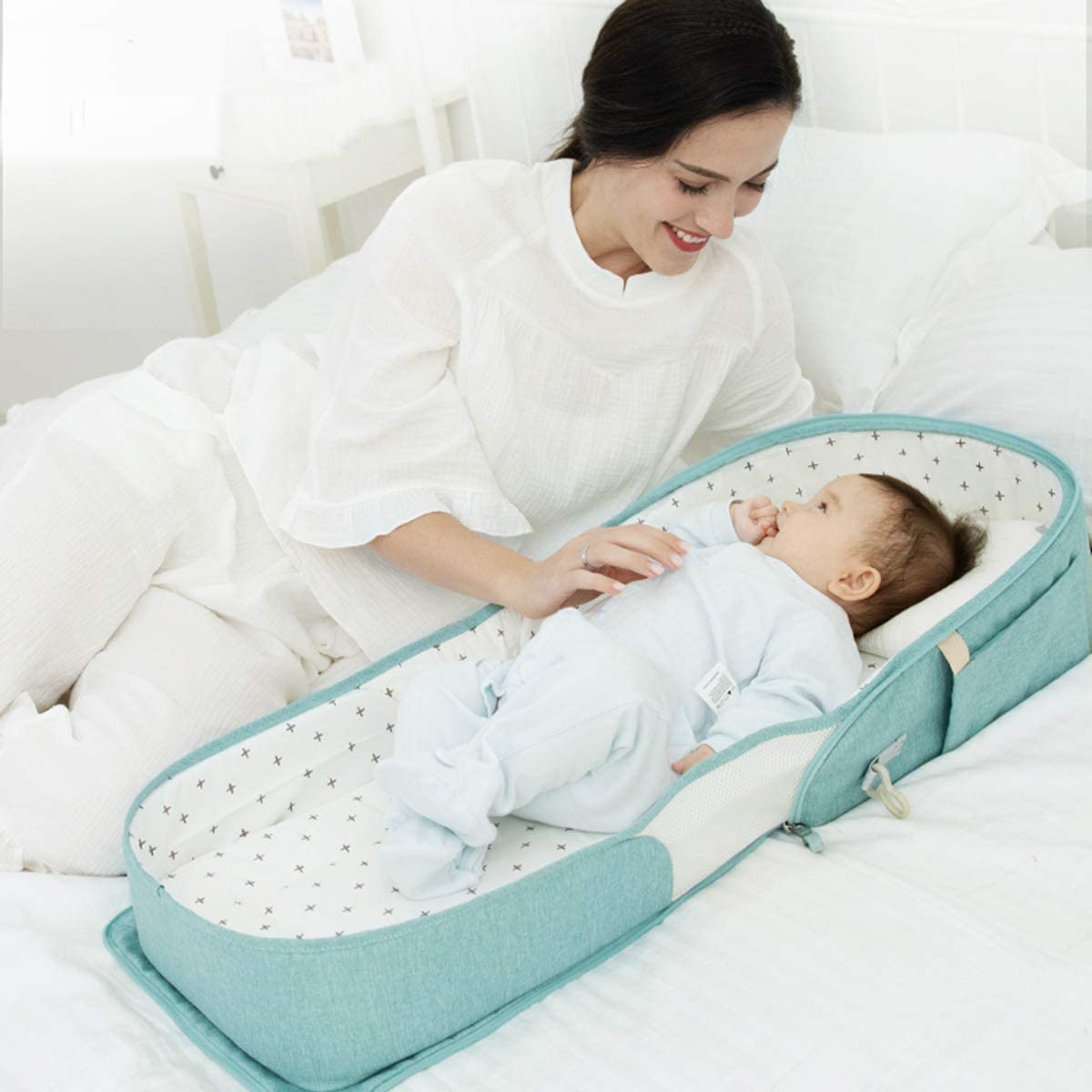 Sunveno  Portable Baby Bed & Bag  Sea Green Sunveno Yallatoys