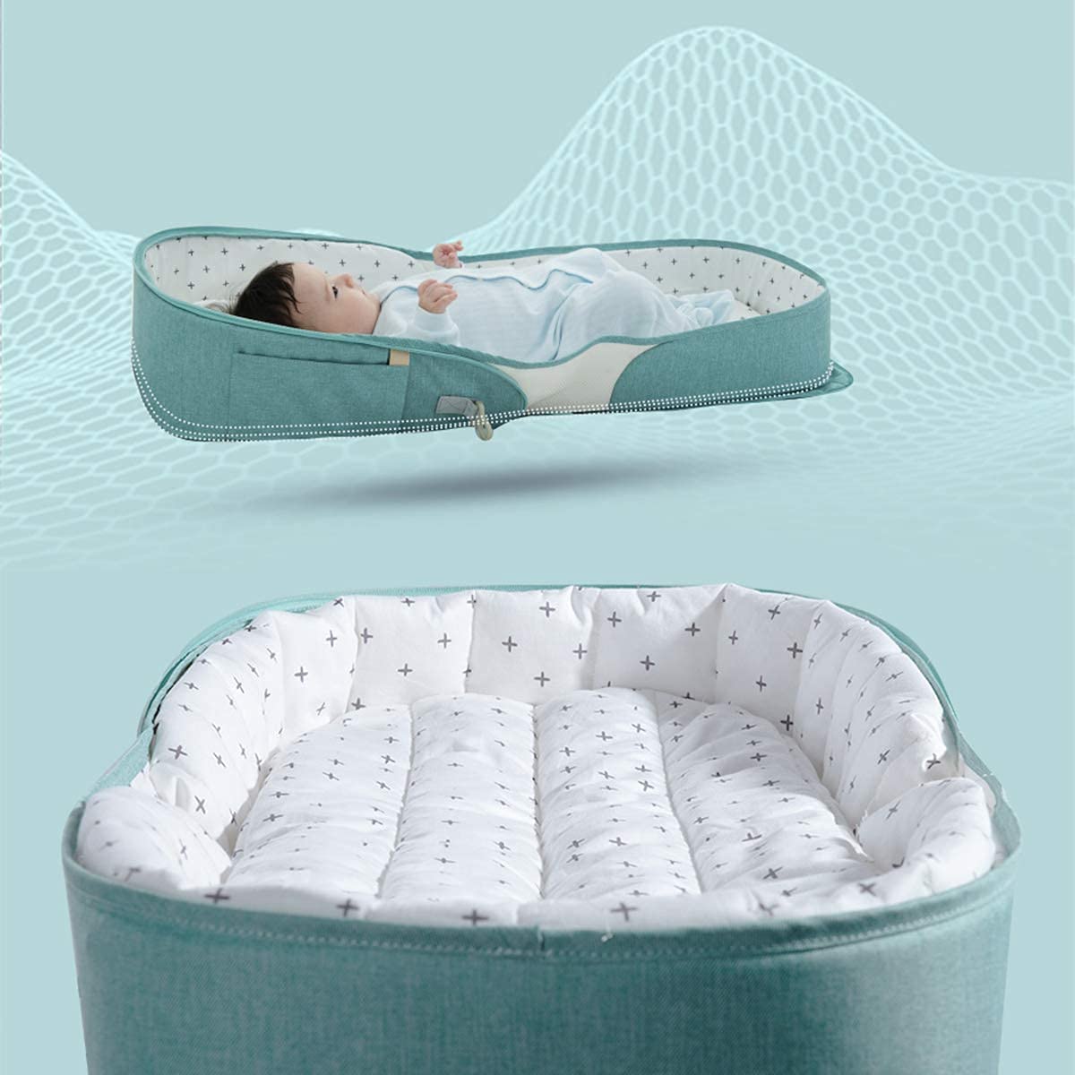 Sunveno  Portable Baby Bed & Bag  Sea Green Sunveno Yallatoys