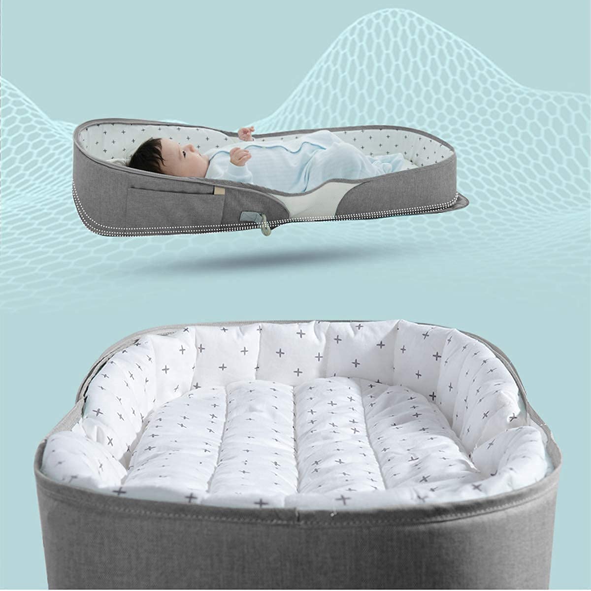 Sunveno  Portable Baby Bed & Bag  Grey Sunveno Yallatoys