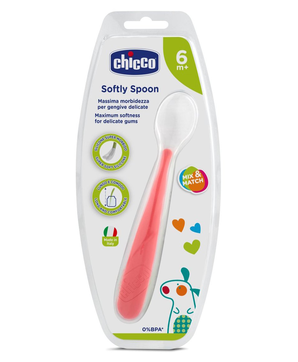 Chicco Soft Silicone Spoon 6M+ - Red Chicco Yallatoys