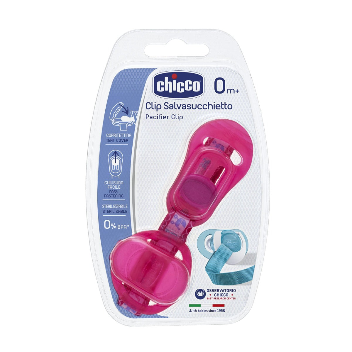 Chicco Clip With Teat Cover - Pink Chicco Yallatoys