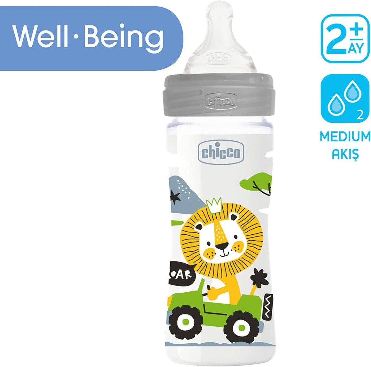 Chicco Baby Well Being Feeding Bottle For Girls - 250Ml - Medium Flow - Silicone Chicco Yallatoys