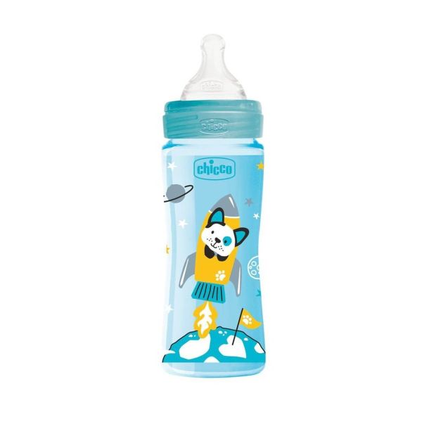 Chicco Baby Well Being Feeding Bottle For Boys - 330Ml - Fast Flow - Silicone Chicco Yallatoys