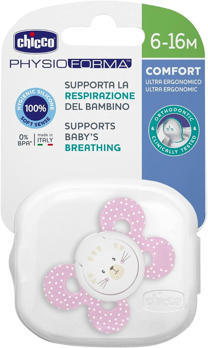 Chicco Silicone Soother Physio Comfort Pink 6-12M Chicco Yallatoys