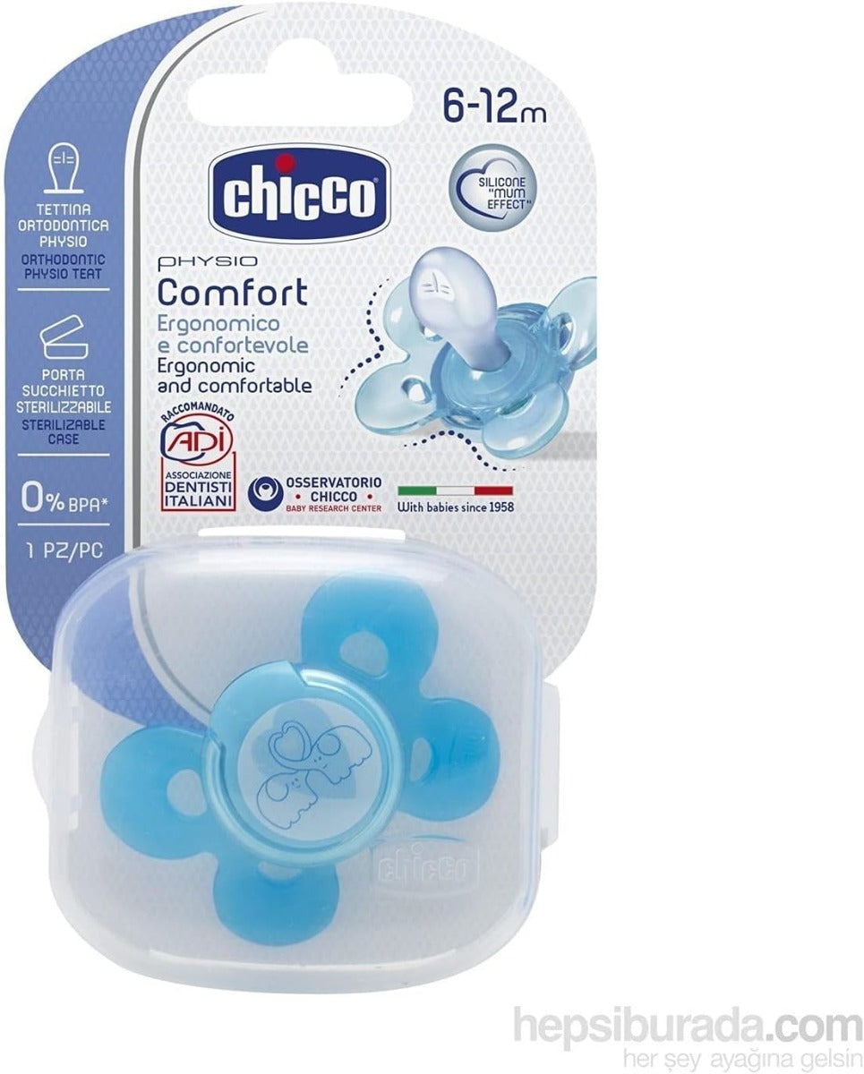 Chicco Silicone Soother Physio Comfort Blue 6-12M Chicco Yallatoys