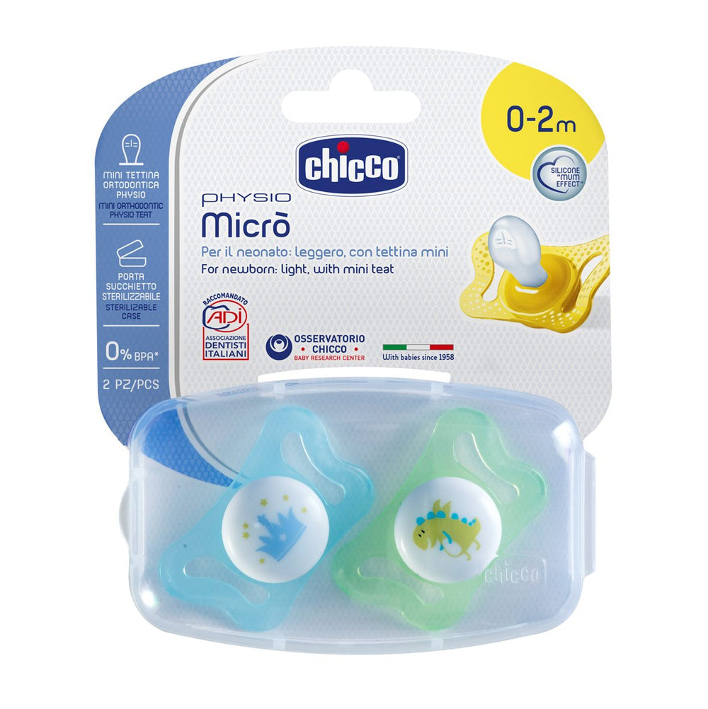 Chicco Soother Ph.Micro' Boy Sil 0 2M 2Pcs (Sold Separately Subjected To Availability) Chicco Yallatoys
