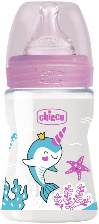 Chicco Baby Well Being Feeding Bottle For Girls - 150ML - Slow Flow - Silicone Chicco Yallatoys