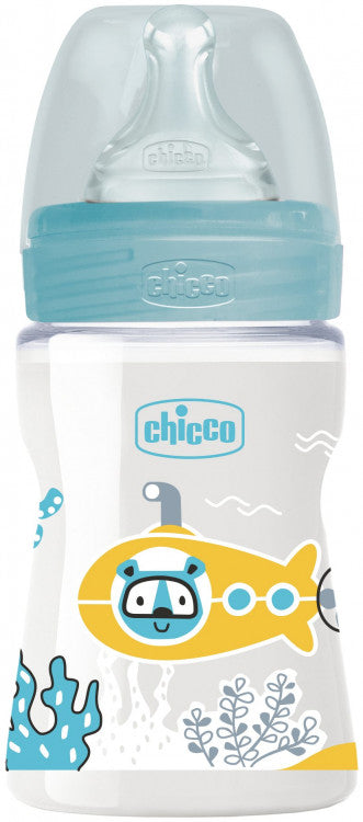 Chicco Baby Well Being Feeding Bottle For Boys - 150ML - Slow Flow - Silicone Chicco Yallatoys