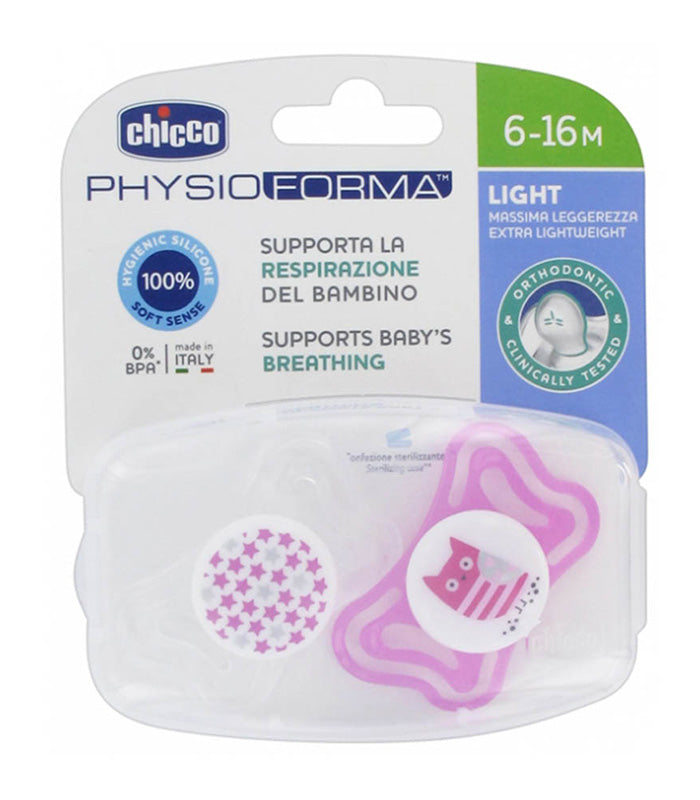 Chicco Soother Physio Light Girl 6 16M Sil 2 Pc Chicco