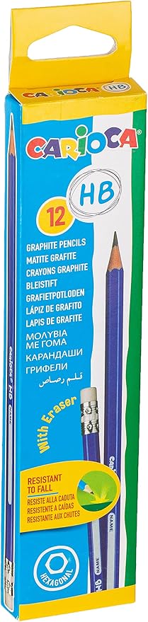 Buy Carioca Graphite Pencils HB With Eraser 12pcs | Yallatoys.com