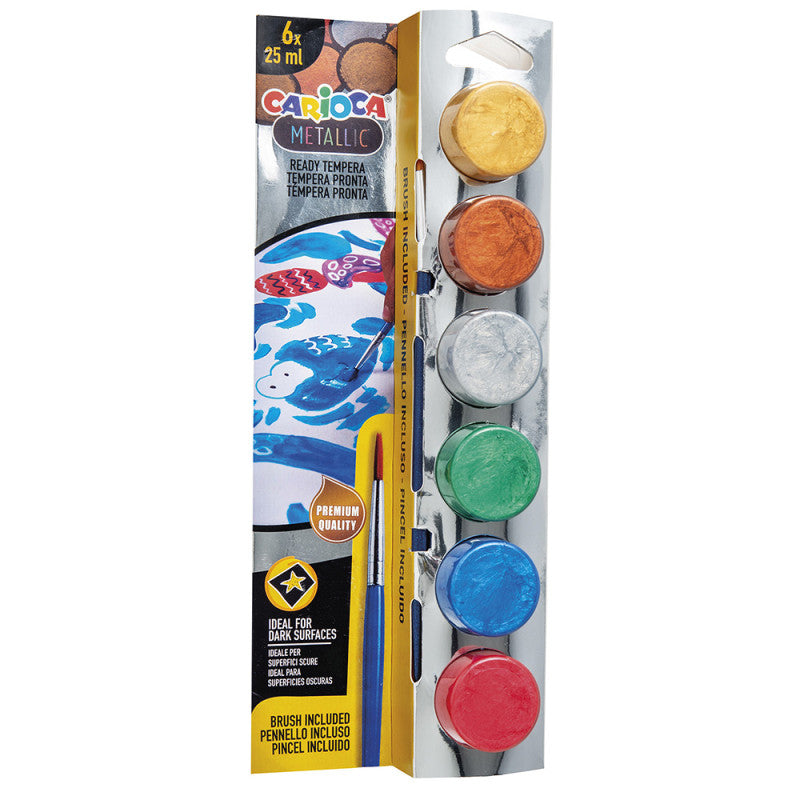 Buy Carioca Jars Tempera 25ml Metallic 6pcs | Yallatoys.com