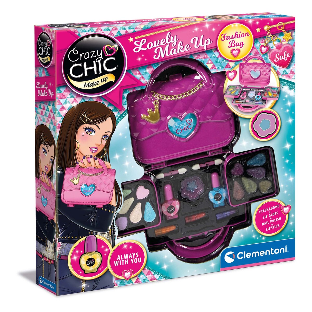 Buy Clementoni Crazy Chic Lovely Fashion Bag Make Up Set | Yallatoys.com