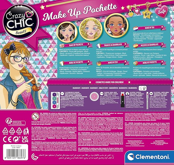 Buy Clementoni Crazy Chic Pochette Children Makeup Sets Make Up for Girls Multicolour | Yallatoys.com