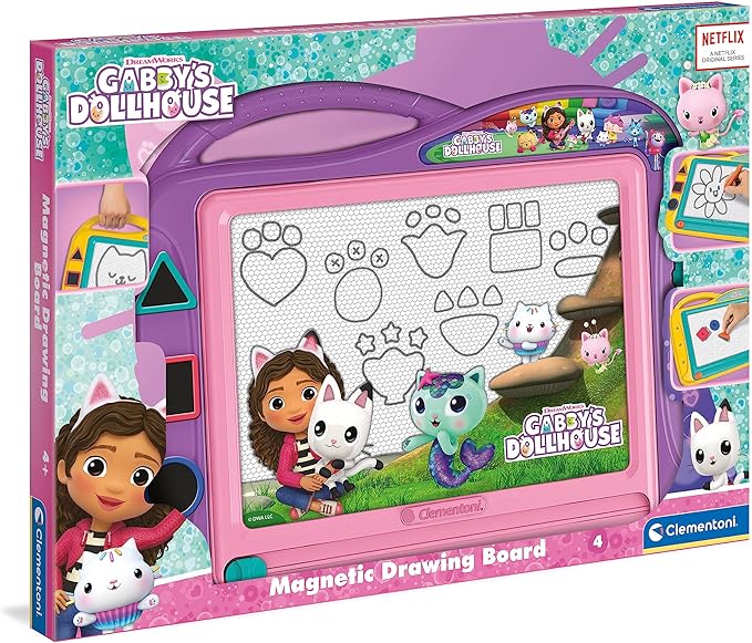 Buy Clementoni Gabbys Magnetic Drawing Painting Board Erase & Reusable with 3 Stencils | Yallatoys.com